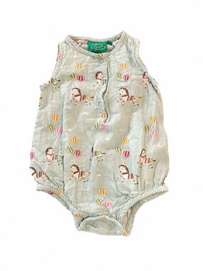 Little Green Radicals Organic Cotton Zebra Hot Air Balloon Bubble Romper 3-6M